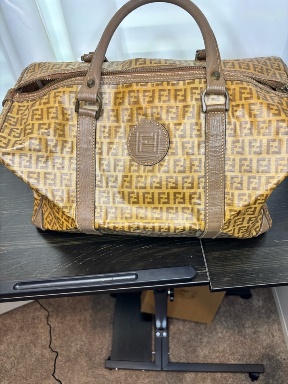 Fendi Tan Brown FF Monogram Duffel Bag